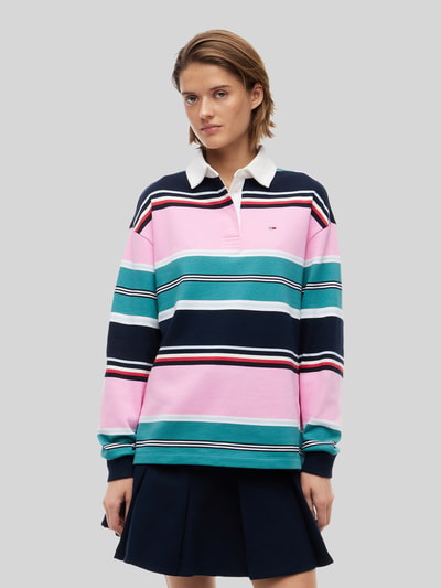 Tommy Jeans Relaxed Fit Rugbyshirt aus reiner Baumwolle Pink 4