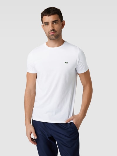 Lacoste T-shirt w jednolitym kolorze model ‘Supima’ Biały 4