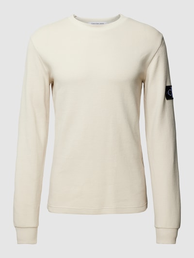 Calvin Klein Jeans Shirt met lange mouwen van katoen met structuurmotief, model 'WAFFLE' Beige - 2