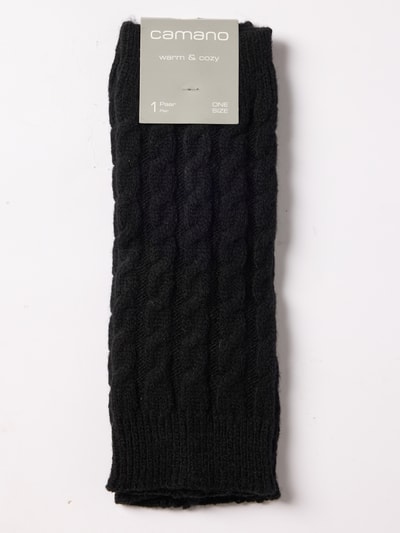 Produktfoto, Socken mit Zopfmuster von camano, schwarzer Farbton, weiche Textur, angesagter Norweger-Look, warm, elastisches Bündchen