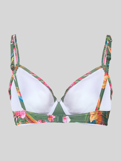 Productfoto, PLUS SIZE Bikini-Oberteil im Allover-Look Modell 'Malia' van LASCANA, bloemenprint, mix van materialen met stretch, nauwsluitende fit, beugel-top, verstelbare bandjes
