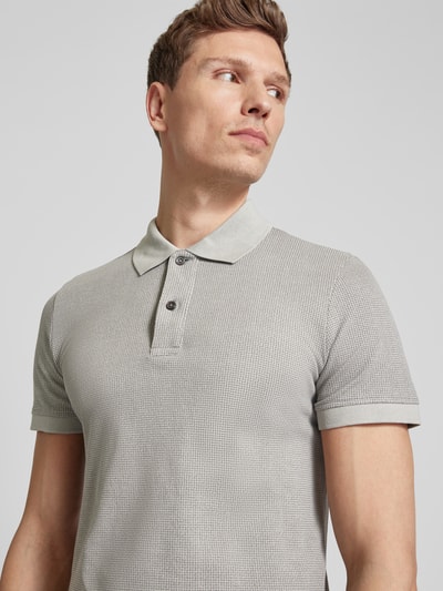 Geox Slim fit poloshirt met structuurmotief Zilver - 3