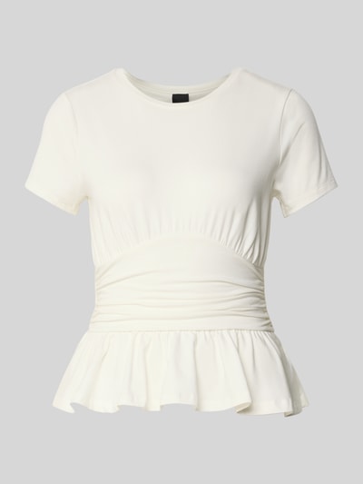 Gina Tricot T-Shirt mit geripptem Rundhalsausschnitt Offwhite 2