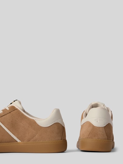 Produktfoto, Low Top Sneaker aus reinem Rindsvelours von Tamaris, beżowo-białe, skóra welurowa, podeszwa strukturyzowana, logo, widok z tyłu