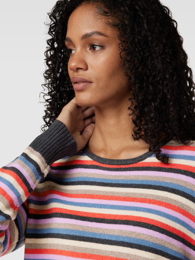 Montego Strickpullover mit Streifenmuster Flieder Melange 3