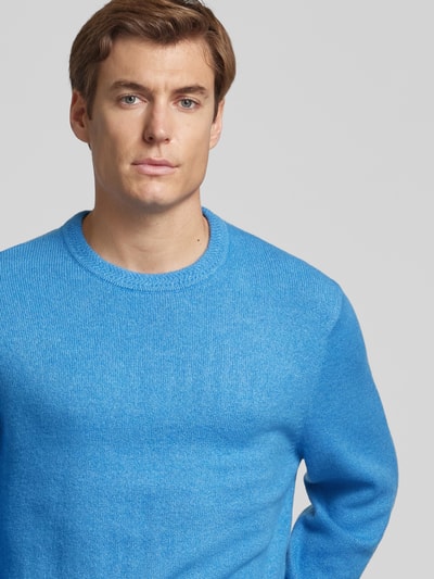 Scotch & Soda Sweter z dzianiny o kroju regular fit z okrągłym dekoltem Królewski niebieski 3