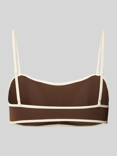 Produktfoto, Bikini-Oberteil mit Kontrastkante Modell 'FIA SOLID' von Neo Noir, braun-creme, Damen, Material-Mix mit Stretch-Anteil, Bandeau Fit, verstellbare Spaghettiträger