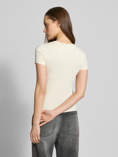 Tommy Jeans T-Shirt mit geripptem Rundhalsausschnitt Sand 5