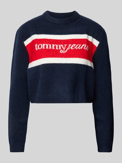 Tommy Jeans Sweter krótki z dzianiny z dodatkiem wełny model ‘SCRIPT’ Granatowy 2