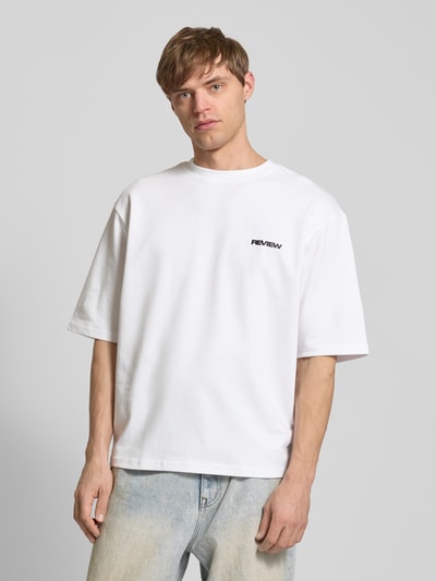 REVIEW Oversized T-Shirt mit Label-Print Weiss 4