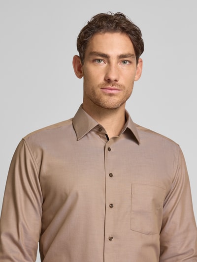 ETERNA Modern fit zakelijk overhemd met kentkraag Zand - 3