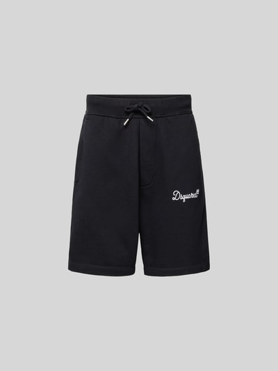 Produktfoto, Sweatshorts aus reiner Baumwolle von Dsquared2 in Schwarz, gerade Passform, elastischer Bund mit Tunnelzug, Label-Stitching, Eingrifftaschen