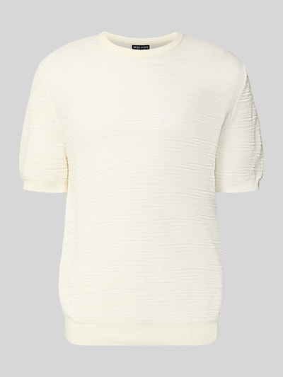 Produktfoto, Strickshirt aus Reine Baumwolle von Antony Morato in Cremeweiß mit Gerader-Schnitt, Rundhalsausschnitt, Gerippte-Abschlüsse, Halbarm