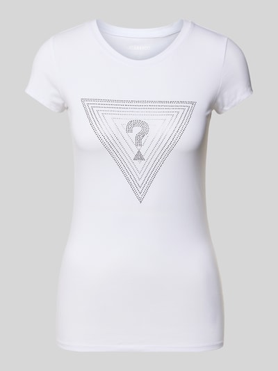 Guess T-Shirt mit Ziersteinbesatz Weiss 2