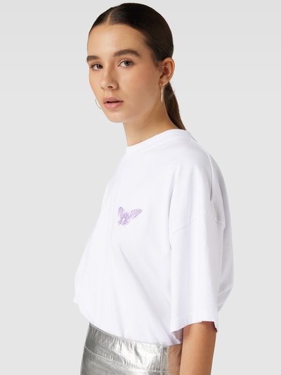 Pegador T-shirt o kroju oversized z nadrukowanym motywem model ‘EIRA’ Biały 3