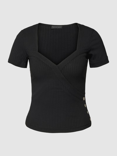 Guess T-Shirt mit Zierknöpfen Modell 'EDNA' Black 2