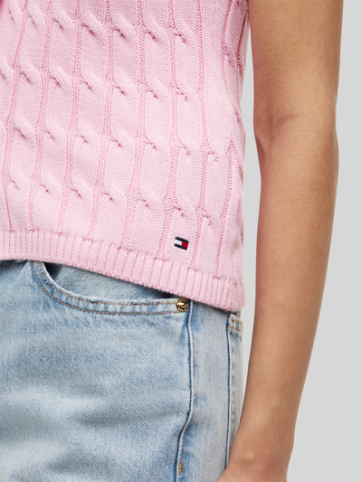 Tommy Hilfiger Regular Fit Strickweste aus reiner Baumwolle Pink 3