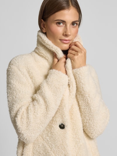 Marc Cain Loose Fit Teddy-Mantel mit Alpaka-Anteil Offwhite 3