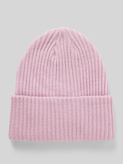 Pieces Beanie aus Rippstrick mit Umschlag Modell  'HEXO' Rosa 1