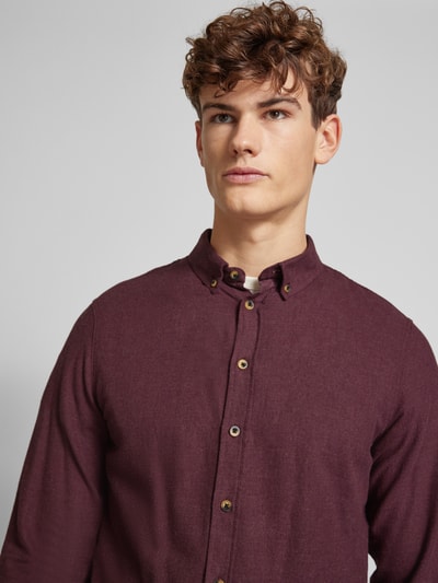 Blend Regular fit vrijetijdsoverhemd met button-downkraag, model 'Burley' Bordeaux - 3