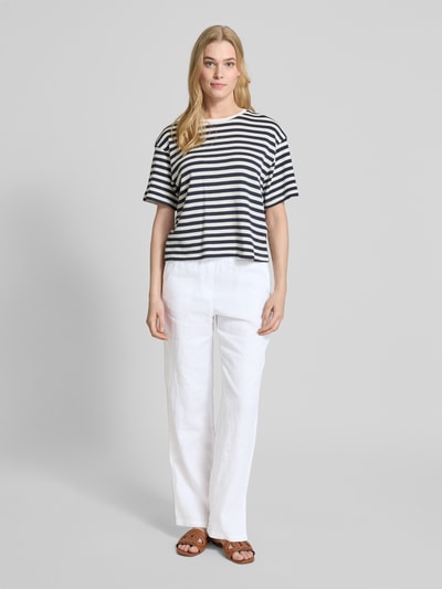Christian Berg Woman Straight Leg Leinenhose mit Tunnelzug Weiss 1