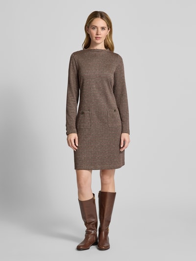 More & More Knielange jurk met opstaande kraag Donkerbruin - 1