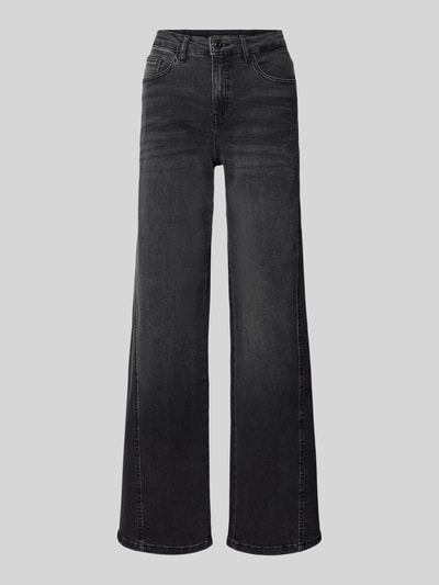 Produktfoto, Jeans mit 5-Pocket-Design Modell 'Miva' von OPUS aus Baumwoll-Mix mit Stretch-Anteil, lockerer Schnitt, schwarze Waschung.