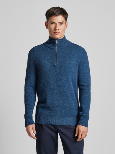 Marc O'Polo Regular Fit Troyer aus gesprenkeltem Tweedgarn Blau 4