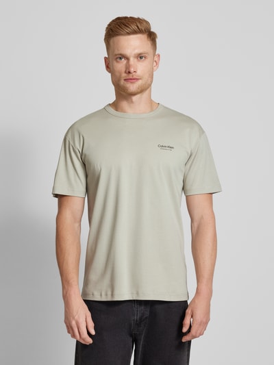 CK Calvin Klein T-shirt met labelprint Steengrijs - 4