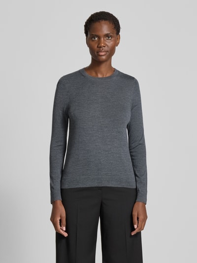 BOSS Sweter o kroju regular fit z dzianiny z czystej, żywej wełny model ‘FERPINA’ Ciemnoszary melanż 4