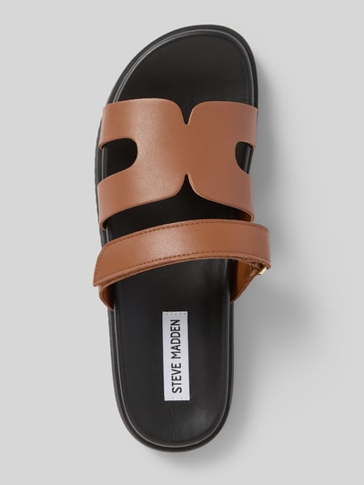 Steve Madden Leren slippers met klittenband, model 'MISSILE' Cognac - 3