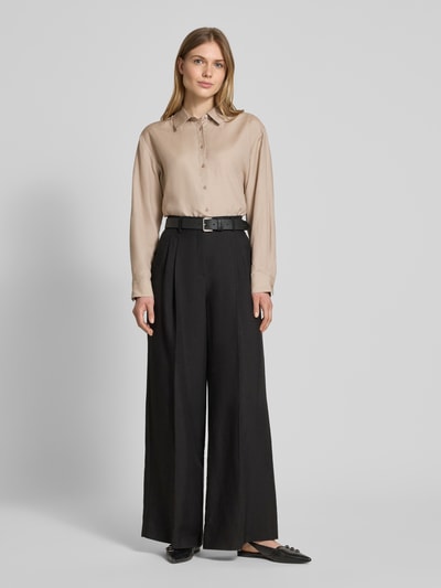 comma Bluse aus Lyocell-Mix mit Hemdblusenkragen Taupe 1