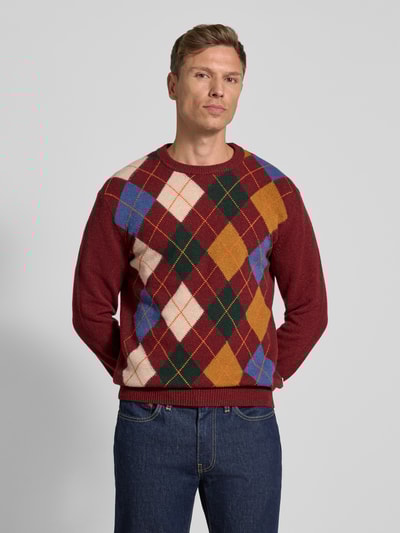 Gant Gebreide pullover met ronde hals Donkerrood - 4