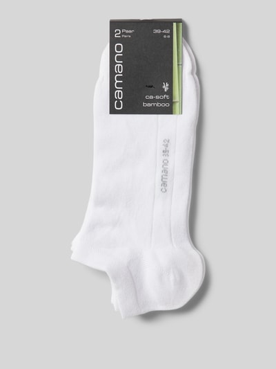 camano Sneakersocken mit Label-Stitching Modell 'Bamboo' im 2er-Pack Weiss 3