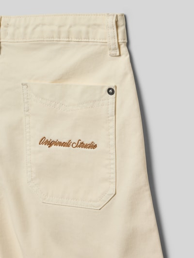 Produktfoto, Bermudas mit Eingrifftaschen Modell 'OWEN' von Jack & Jones aus reiner Baumwolle in Beige, glatte Textur, Relaxed Fit, Detailaufnahme.