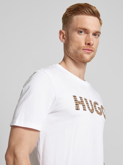 HUGO T-shirt met labelprint, model 'Dulivio' Wit - 3