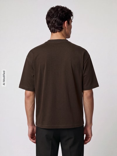 Selected Relaxed Fit T-Shirt mit Rundhalsausschnitt Modell 'OSCAR' Dunkelbraun 5