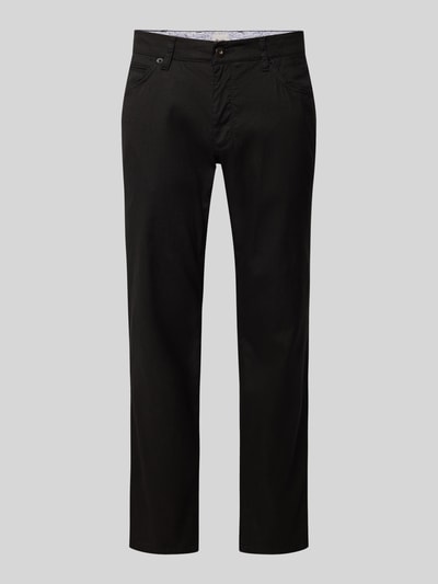 Brax Regular fit linnen broek in 5-pocketmodel, model 'CADIZ' Zwart - 1