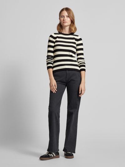 Vero Moda Slim fit gebreide pullover met streepmotief, model 'CHILI' Zwart - 1