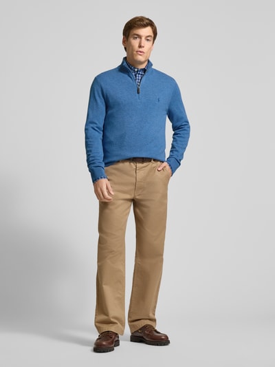 Polo Ralph Lauren Sweter z dzianiny z wełny ze stójką i zamkiem błyskawicznym Oceaniczny 1