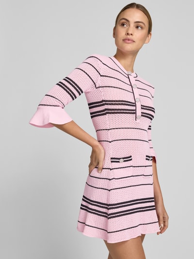 Self-Portrait Slim Fit Minikleid mit Leinen-Anteil Pink 3