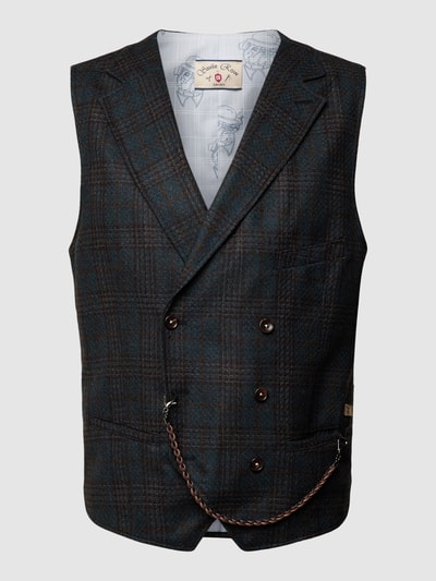 CG – CLUB of GENTS Weste mit Glencheck-Muster Modell 'Matthew' Petrol 1