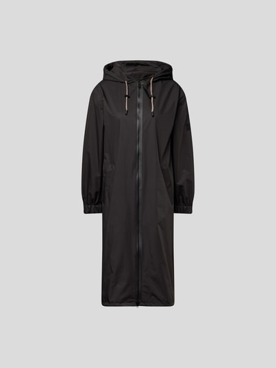 Yves Salomon Mantel mit Label-Patch Schwarz 2
