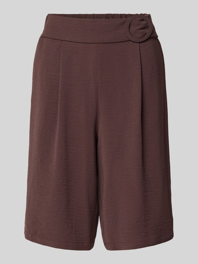 Produktfoto, Bermudas mit Gürtel und französischen Eingrifftaschen von zero in Braun, Loose-Fit, elastischer Bund, Bundweite 37 cm, Innenbeinlänge 28 cm.