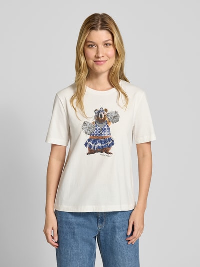 Marc Cain T-shirt met motiefprint en ronde hals Offwhite - 4