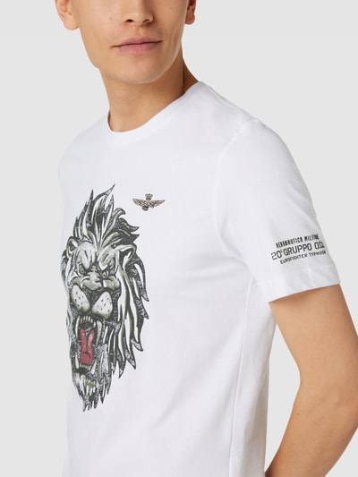 Aeronautica Militare T-shirt z okrągłym dekoltem Złamany biały 3