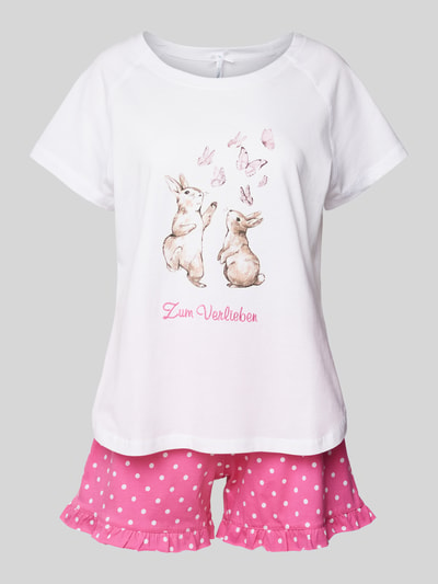 LOUIS & LOUISA Pyjama mit Statement-Stitching Modell 'Zum Verlieben' Weiss 1