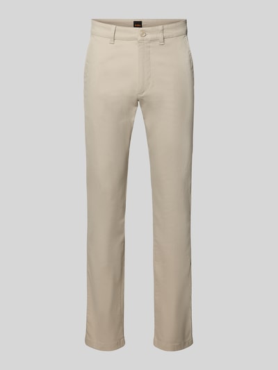 Produktfoto, beigefarbene Slim Fit Chino aus Baumwoll-Mix Modell 'Chino Slim 2' von BOSS Orange, glatte Oberfläche, klare Linien