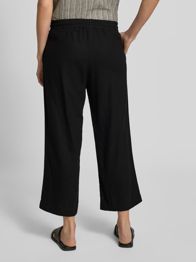 FREE/QUENT Wide leg linnen culotte met tunnelkoord, model 'Lava' Zwart - 5