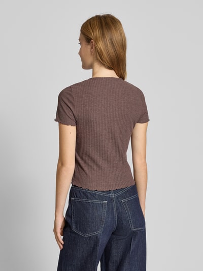 Only Slim fit T-shirt met viscose, model 'EMMA' Middenbruin - 5